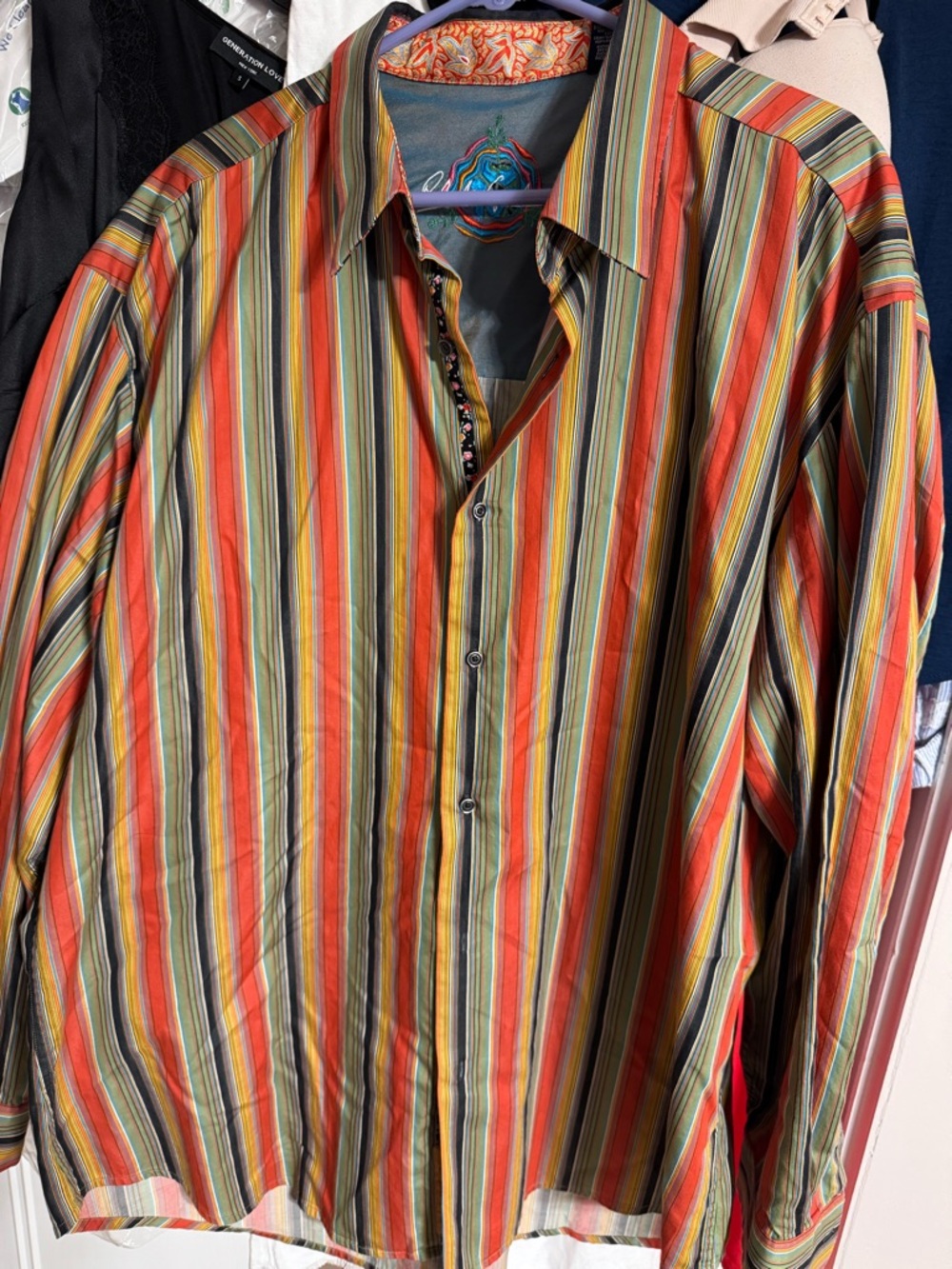 Robert Graham Multicolor Striped Button-Down Shirt - Orange, Yellow & Green